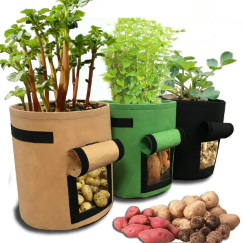 Plant Bag Potato Grow Container Bag DIY Planter PE Cloth Planting Vegetable Gardening Thicken Vegetable Pot Planting Grow Bag