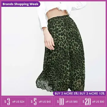 

Vero Moda Spring & Summer Leopard Print Pleated Skirt|319216514