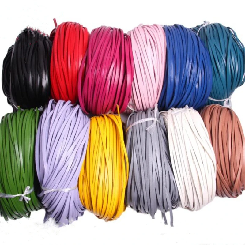 2 mt/los 3/4/5/6/8/10mm Bunte Echtes Kuh Leder Flache Tanga schnur DIY Armband Erkenntnisse Seil String Für Schmuck Machen