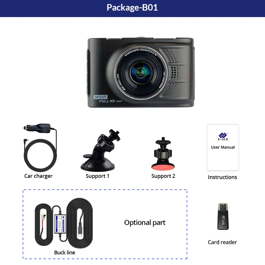 E-ACE B01 автомобильная камера, Автомобильные видеорегистраторы, мини видеорегистратор, 3,0 дюймов, Full HD, 1080 P, авто регистратор, видеокамера, видеорегистратор