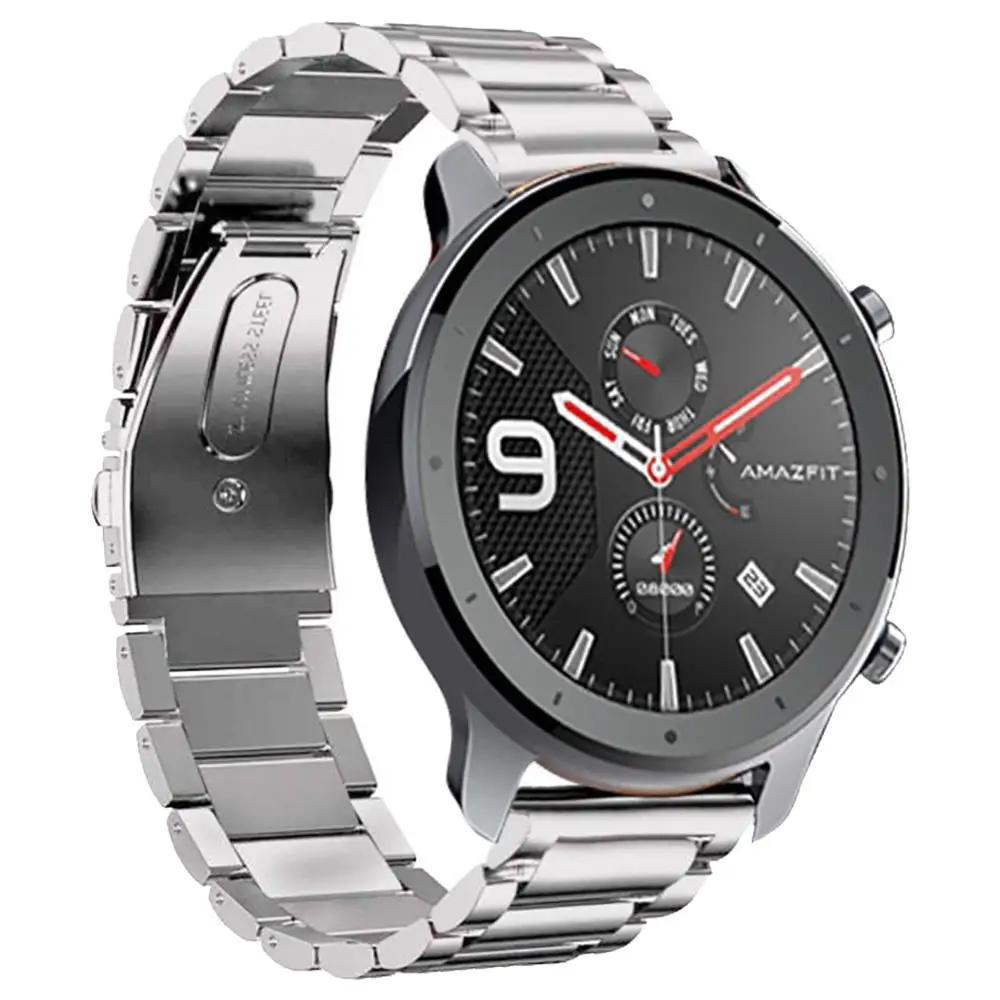 Siliver Steel Amazfit 47 мм GTR Универсальный сменный Браслет из нержавеющей стали ремешок 22 мм ремешок для Xiaomi Huami Amazfit GTR - Цвет: Siliver Steel