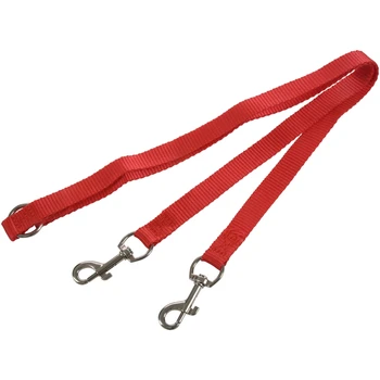 

New Red Nylon 15mm Width Walk Double Dog Two Lobster Clasp Way Pet Leash