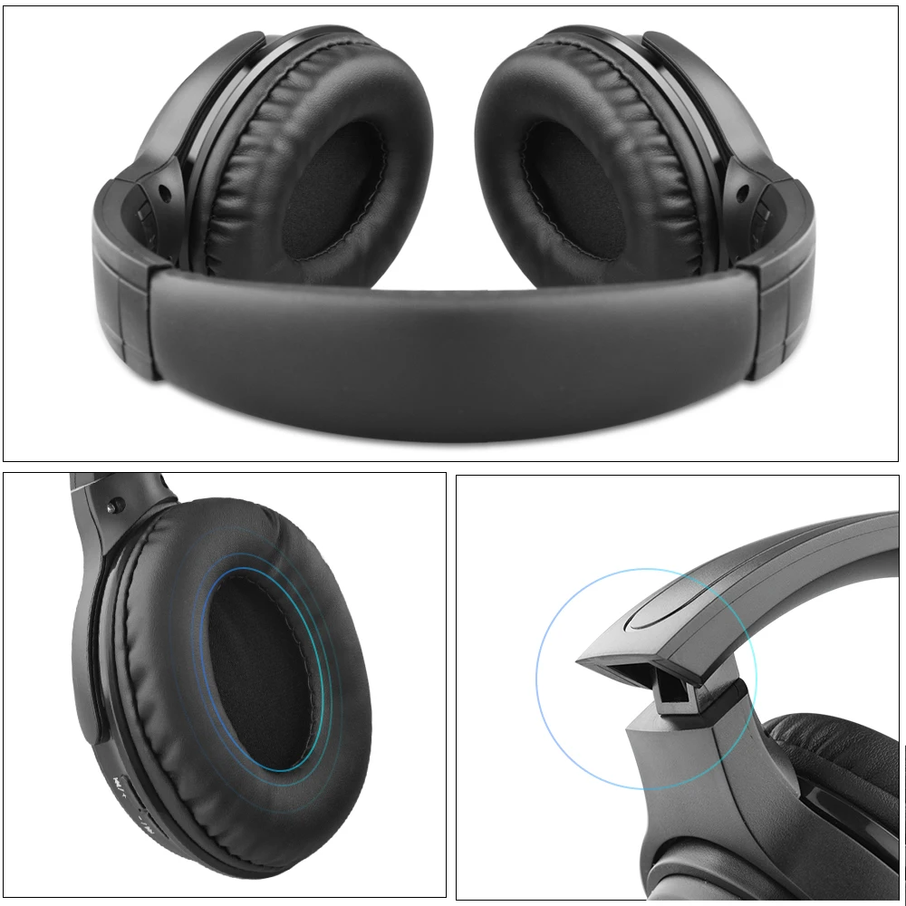 Wireless Bluetooth Headphone Dynamic Noise Cancelling Headset Foldable Over-Ear Bass Sound Adjustable Headset with Mic for Phone