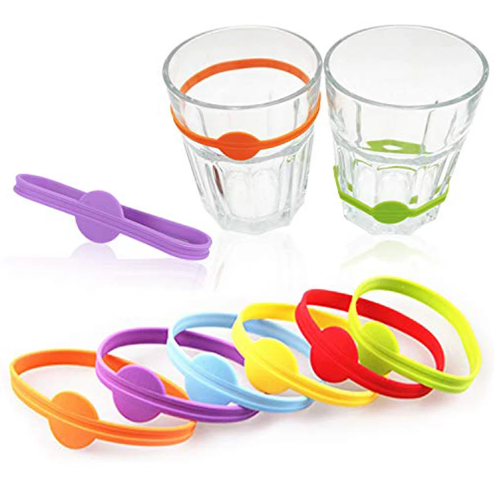 Food Grade Silicone Marks Long Strips Goblet Tag Wine Glass Markers Ring Wine Labels Glasses Drinking Tag Set For Bar Party wine glass marker wine glass decorations