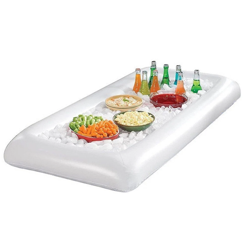 Summer Inflatable Beer Table Pool Float Water Party Air Mattress Ice Bucket Serving Bar Salad Buffet Ice Cooler Picnic Drink J74
