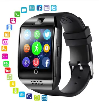 

Bluetooth Smart Watch Men Q18 With Touch Screen Big Battery Support TF Sim Card Camera for Android Phone Smartwatch