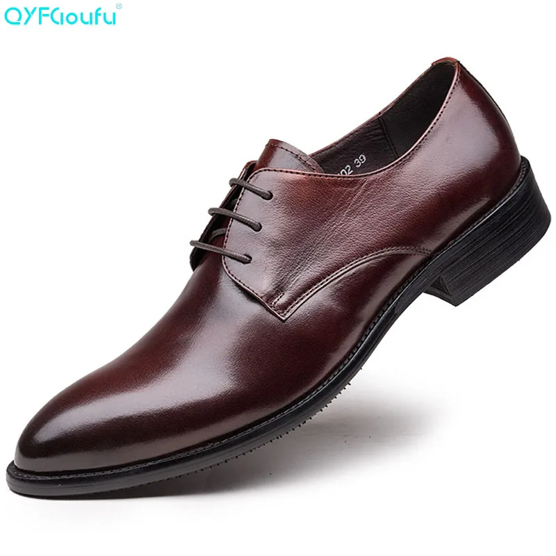 

QYFCIOUFU Formal Shoes Men Fashion Wedding Shoes Genuine Cow Leather Men Business Luxury Italian Brand Dress Shoes Oxford