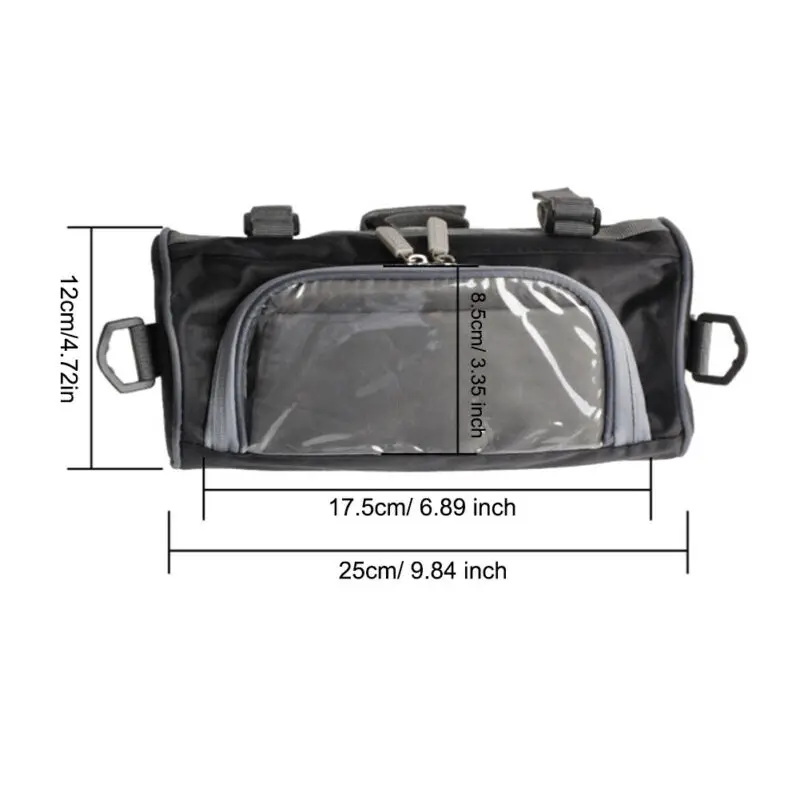 Portable Windshield Bag Motorcycle Front Handlebar Fork Storage Container Car Black 2.5L Nylon Waterproof