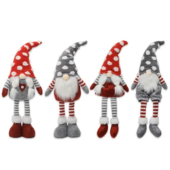 

Christmas Decorations Red And Gray Stripes Creative Faceless Doll Nordic Forest Man Santa Claus Doll Ornaments