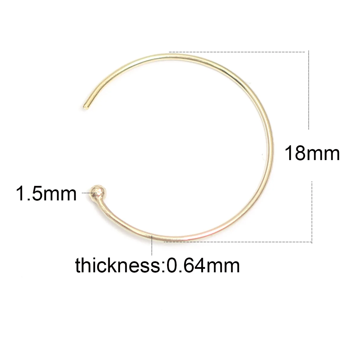 18X0.64mm Beadsnice ID39943smt2 позолоченные серьги-кольца лучший подарок для женщин Ювелирный компонент изготовление - Окраска металла: 18X0.64mm