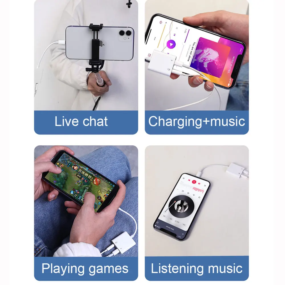 WIWU 2 in 1 Audio Adapter for Lightning to 3 5mm Jack Headphone Cable for iPhone 11 Pro X XS XR 8 7 Cable for Charging