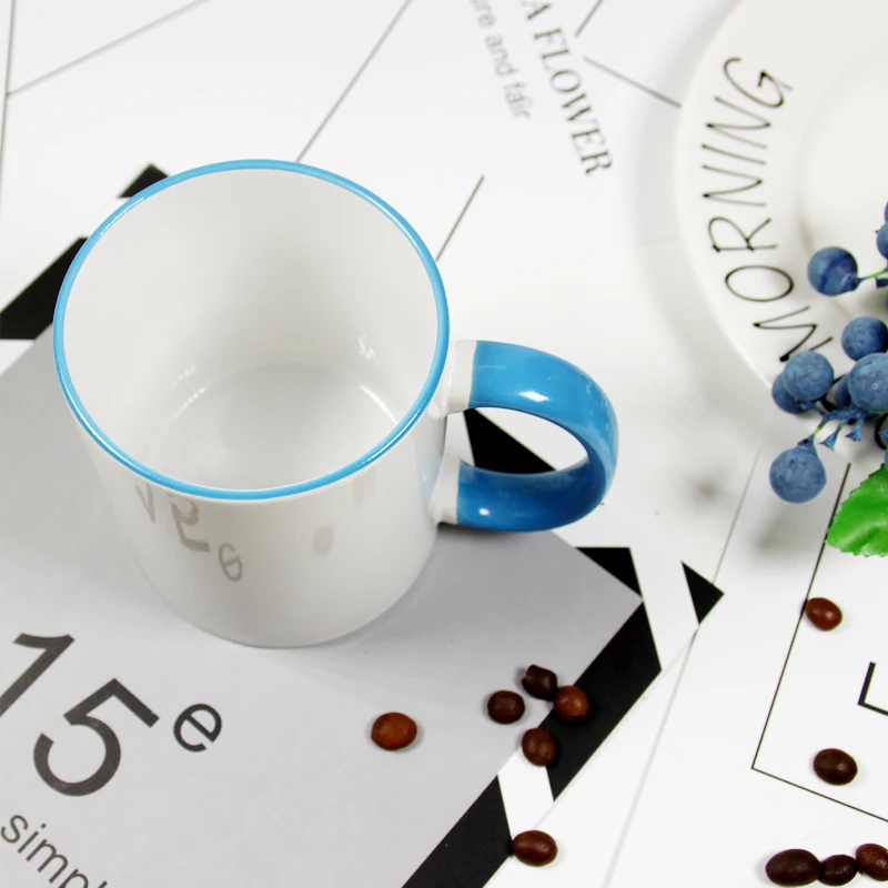 Blue And Blank cup Mug Color Processing Ceramic Cup Custom Picture DIY Photo Couple Friends Family Creative Coffee Cup Gift Buy One Send Blank Cup - Цвет: Blue And Blank cup
