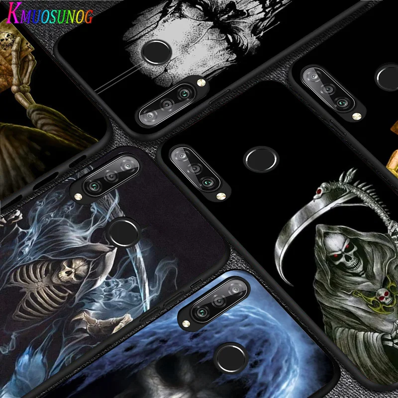 Для Huawei P40 P30 P20 Pro Lite E Plus 5G яркий черный чехол для телефона Grim Reaper Скелет Череп P10 P9 P8