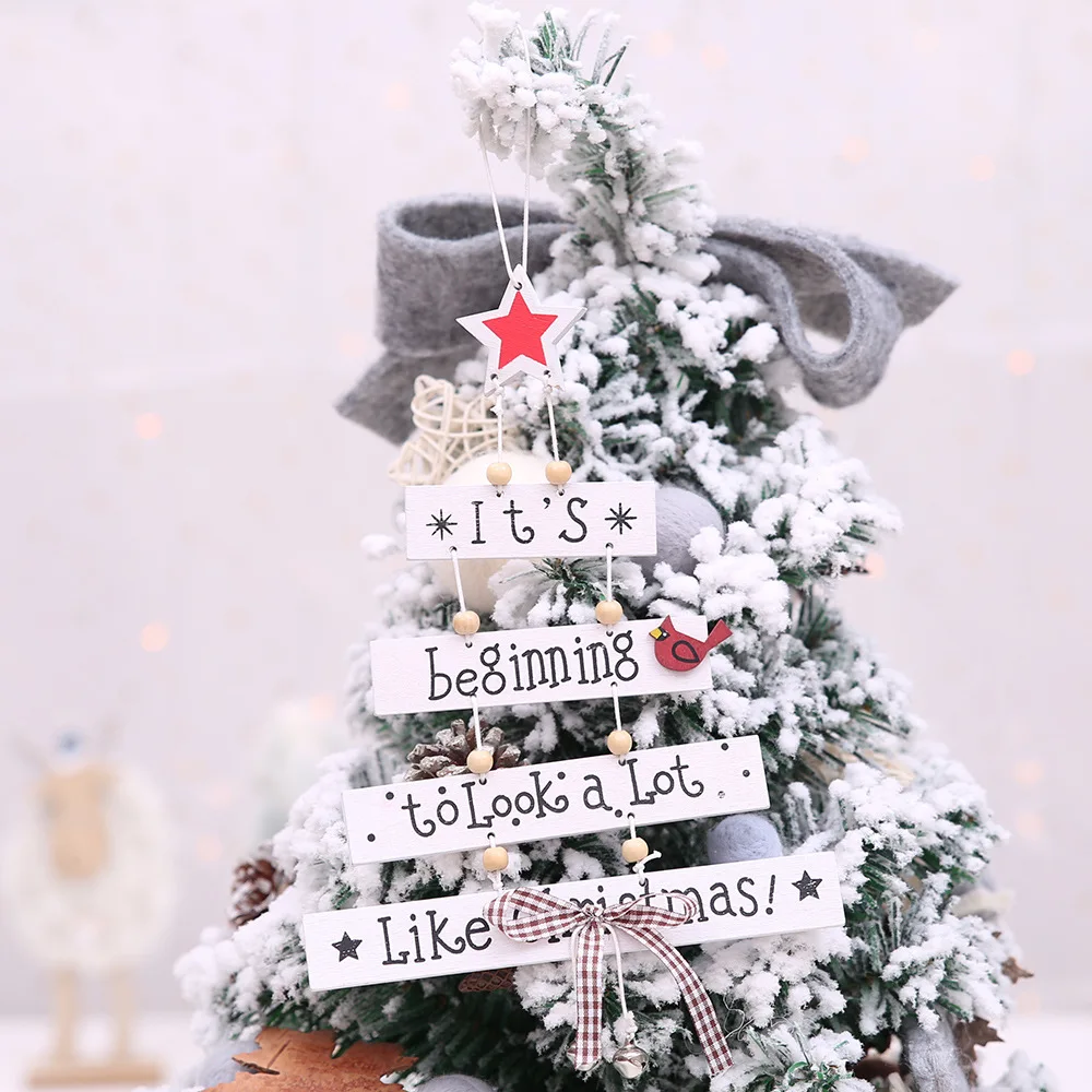 1 шт. веселые рождественские буквы деревянные подвески, украшения орнамент с рождественской елкой деревянные поделки для дома стены Рождественская вечеринка украшения