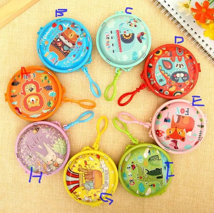 Многоцветный Cartoon crocodile Round Coin Bag Farm Animals Organizer Holder Case Gift Wrap kids Birthday Party Favor - Цвет: Многоцветный