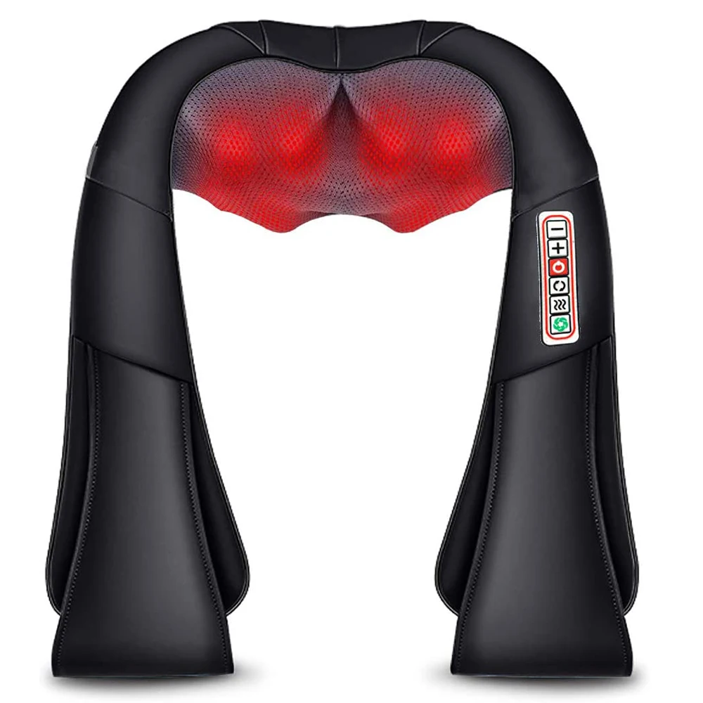 3D kneading Shiatsu Cervical Back Neck Massager Shawl Electric Roller Heat Device Manual China Home Car Shoulder Massage