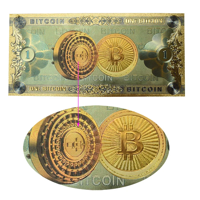 Цветная фольга золотого цвета один Биткоин пластиковые сувенирные банкноты BTC банкноты для сбора и подарков