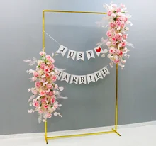 

New Gilded Shelf Wedding Props Stage Background Screen Wrought Iron Square Arch Decor Flower Stand Welcome Area Signage Frame