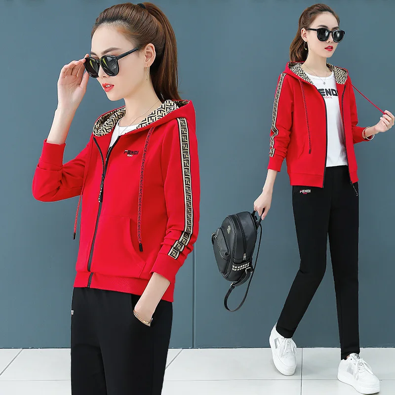 

Sports Clothing Set Female Spring 2020 New Style Fashion Loose Hoodie Korean-style Slimming Casual Three-piece Set