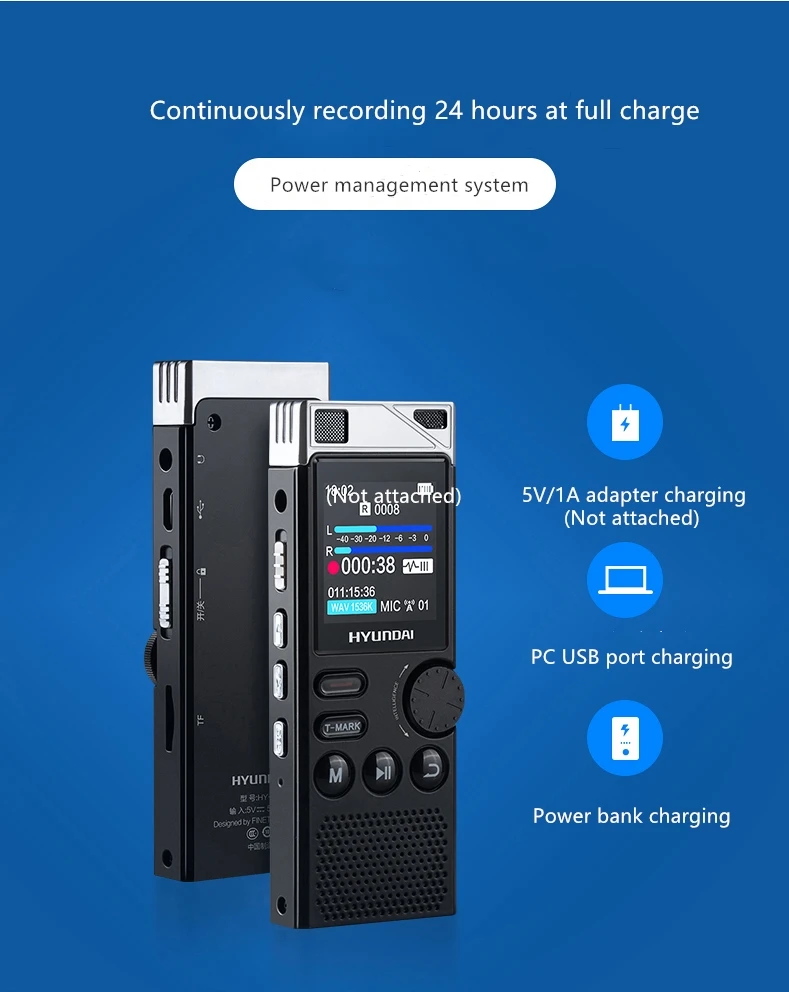 Hyundai E750 Профессиональный диктофон HD шумоподавление голосовой активации рекордер без потерь HIFI плеер спортивные деловые встречи