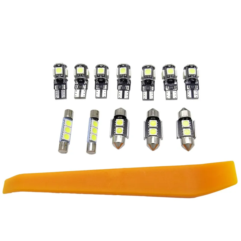 

12 Pcs Xenon White Car Interior LED Bulbs Package Kit Trunk License Plate Light Step Lamp Reading Lamp for Toyota RAV4 2006-2012