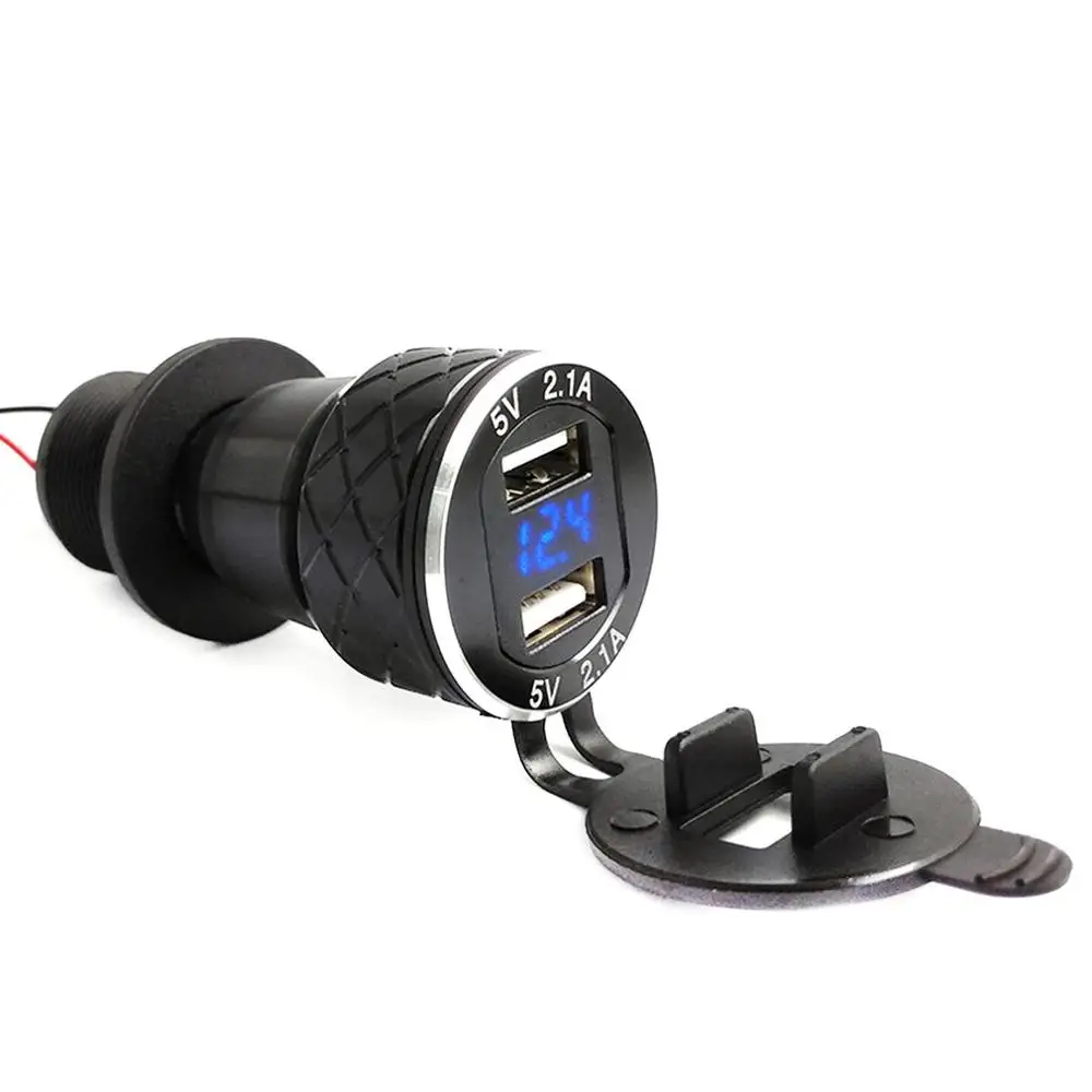 B4 blue light Автомобильный 4.2A двойной USB адаптер питания розетка зарядное устройство с светодиодный дисплей Мотоцикл вольтметр измеритель напряжения - Цвет: B4 blue light