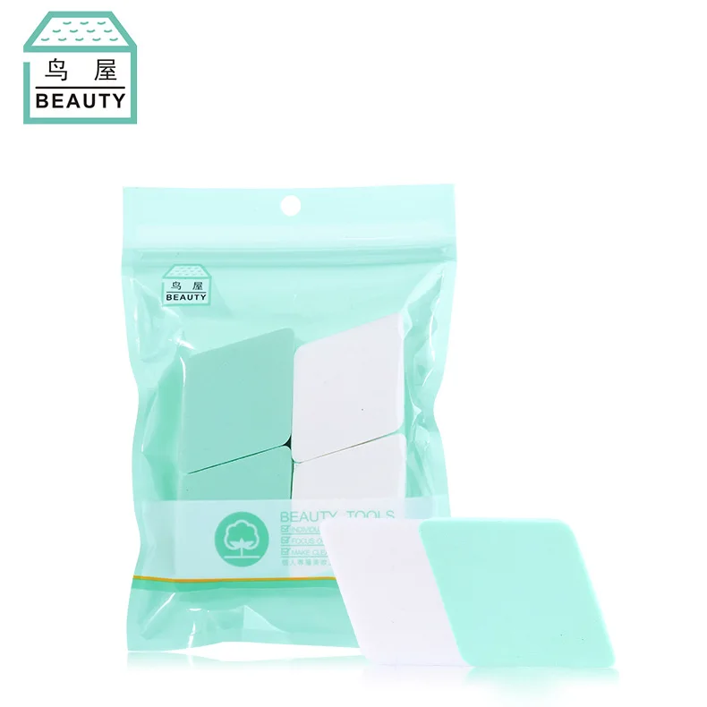 

Bird House Rhombus Puff 4 PCs Makeup Wet And Dry Dual Purpose Latex Puff Sponge Makeup Flutter Wholesale N378