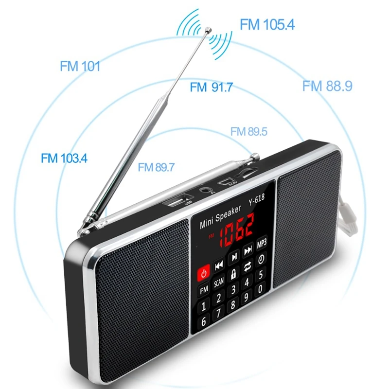 ABHU-Многофункциональный цифровой fm-радио медиа-динамик Mp3 музыкальный плеер Поддержка Tf карта usb-накопитель со светодиодным экраном и таймером F
