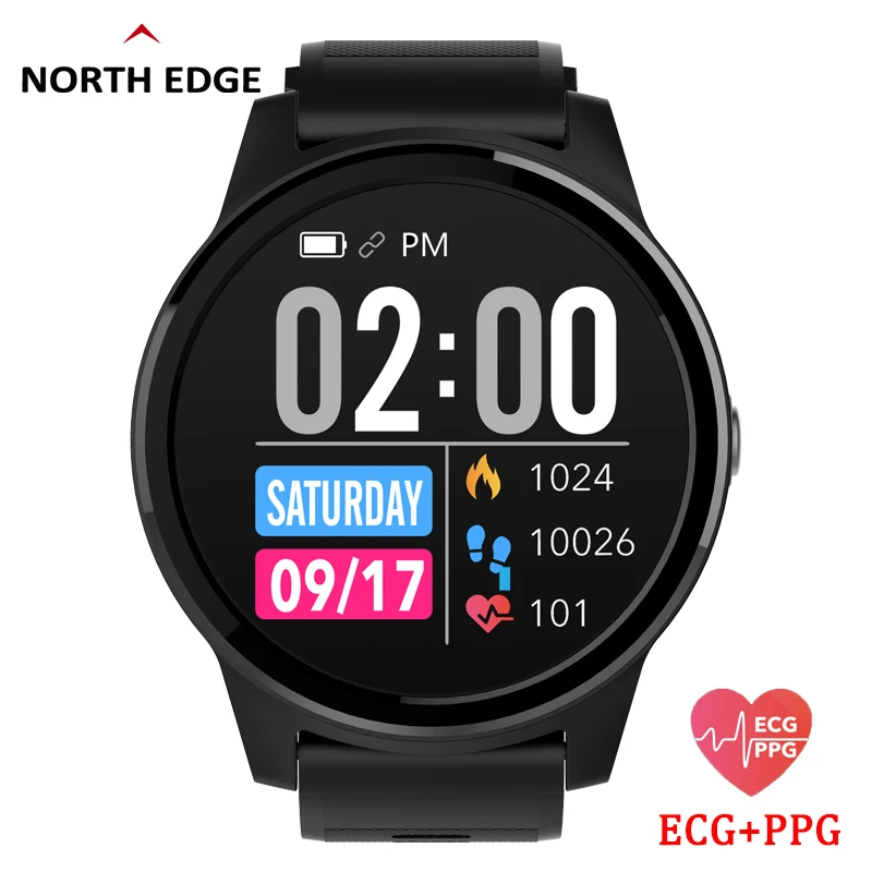 Смарт часы NORTH EDGE для мужчин и женщин спортивные фитнес с ЭКГ PPG тонометром