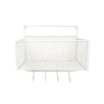 

Wall Mounted Storage Rack Iron Art Mesh Storage Shelf With Hook For Kitchen Bathroom