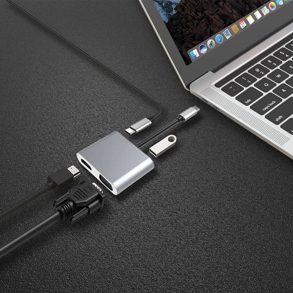 4 в 1 Тип C к HDMI VGA Аудио Видео адаптер HD адаптер преобразования видео аудио конвертер кабель 1080P HD преобразования# M2