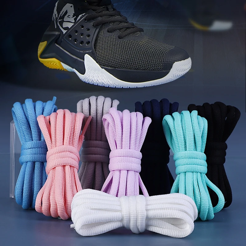 1 Pair Round Shoelaces Fof Basketball Sneakers Shoe Laces Black White