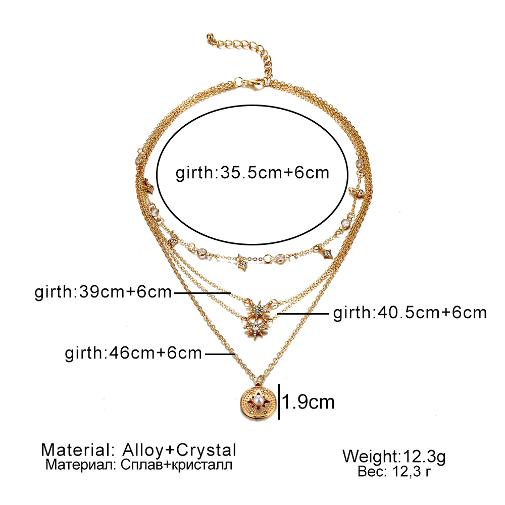 FAMSHIN богемное многослойное ожерелье с подвеской для женщин, модное Золотое геометрическое Очаровательное ожерелье с цепочкой,, ювелирное изделие, Новинка