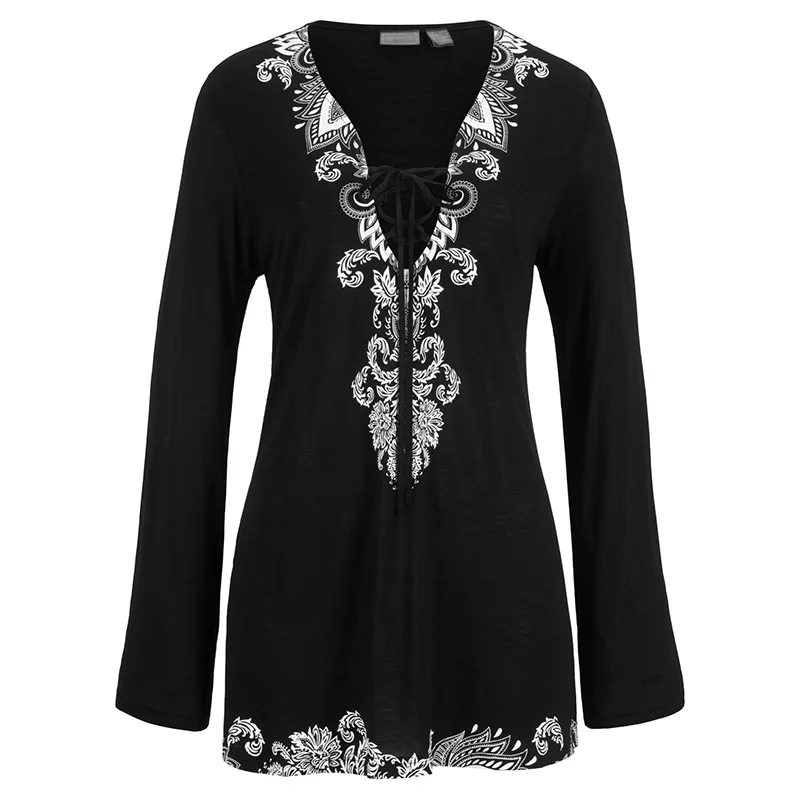 black beach dress Пляжное платье с принтом FORERUN, летнее, Saida De Praia, накидка, Женская туника, винтажная, народная, на шнуровке, мини, пляжная одежда, парео де Плайя Mujer - Цвет: black beach dress
