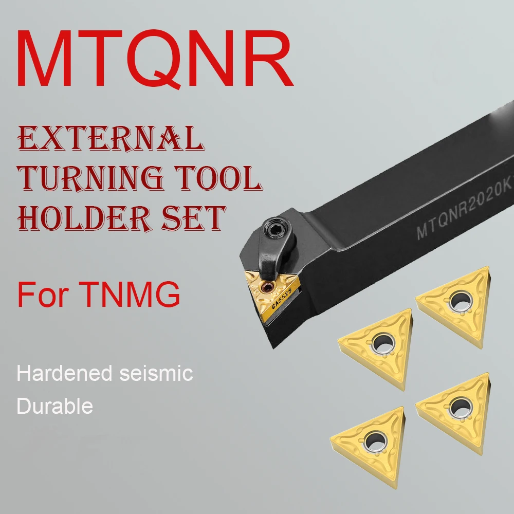 

MTQNR1616H16 MTQNR2020K16 MTQNR2525M16 External Turning Tool Holder CNC Lathe Boring Bar Cutting 10PCS TNMG16 Carbide Inserts