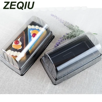 

50pcs Disposable cake box with transparent lid and black bottom container Suitable for Cake shop Supermarket Restaurant