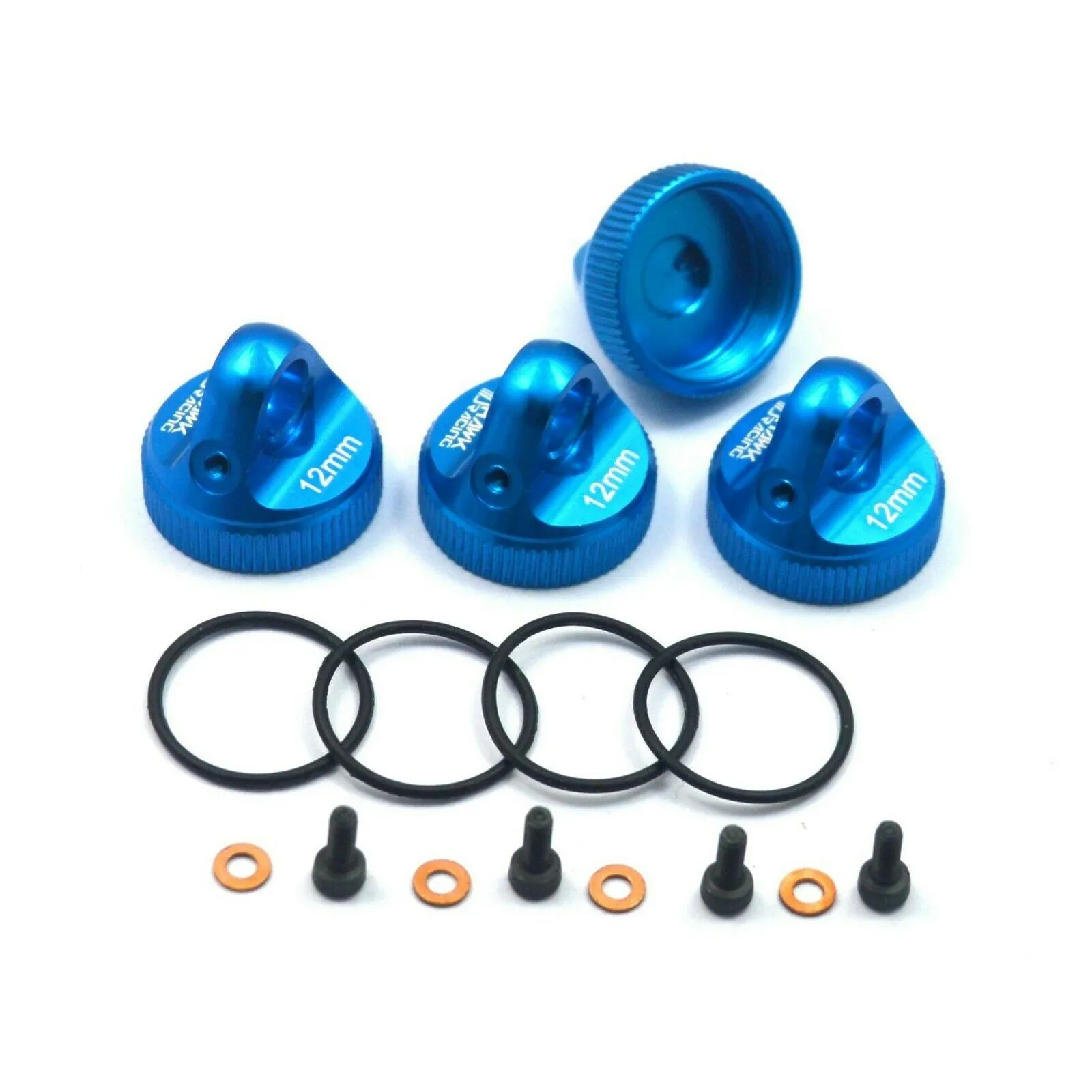 CNC Alloy Shock Caps (4) Blue For Team Associated RC10 DR10 B74 B64 B6