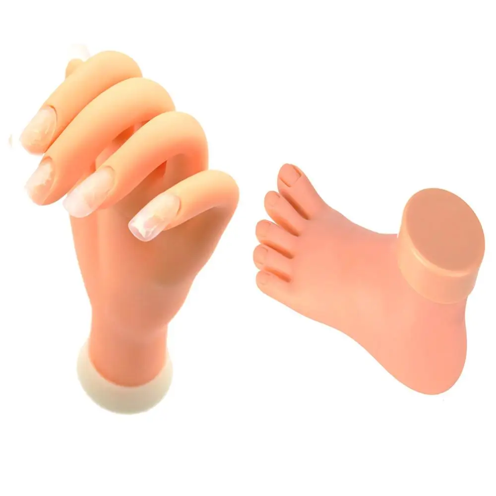 1pcs Nail Art Practice Hand Foot Flexible Soft Plastic Model Training Tool for Acrylic Gel Design | Красота и здоровье