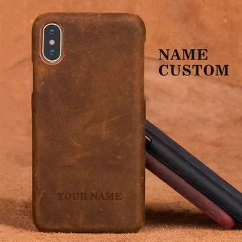 

Genuine PULL-UP Leather Phone Case for iPhone X 11 Pro Max Xr Xs Max 7 8 Plus Back Cover Crazy Horse Leather for Apple SE 2 2020