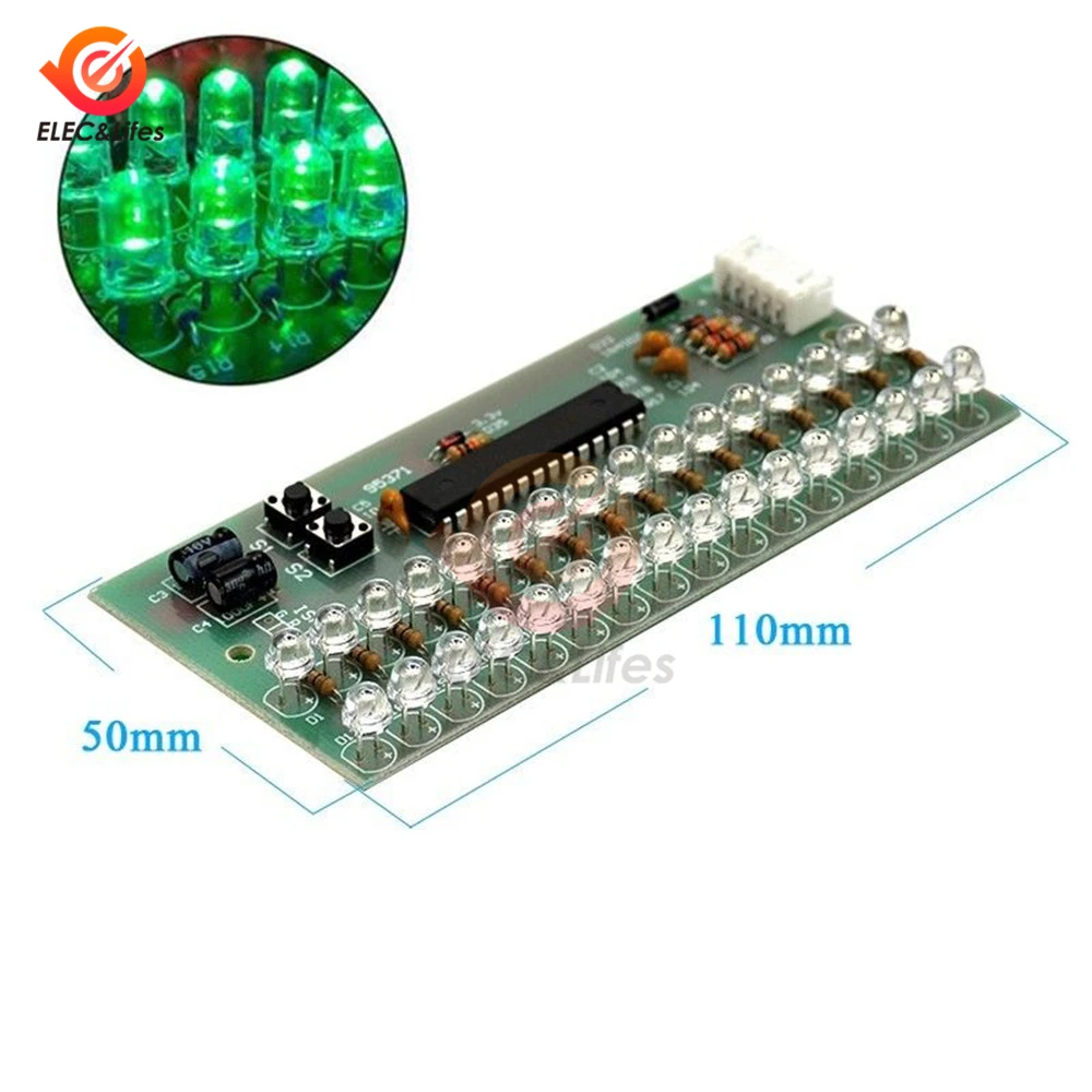 Dual Channel 16 LED level indicator MCU Adjustable Display mode LED VU meter Electronic DIY Kit for  LED Sound Audio Analyzer