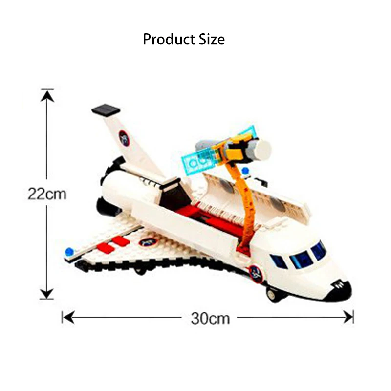 297Pcs City Spaceport Series Aerospace Space Technic Flight Space Shuttle Plane Building Block Compatible Legoing Toys For Kids