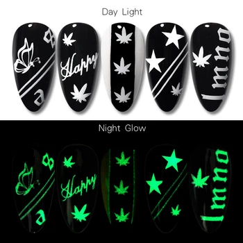 

1PC Luminous 3D Stickers For Nails Butterfly/Five-pointed Stars /Number Acrylic Design DIY Flower Decal Glow In The Dark Summer