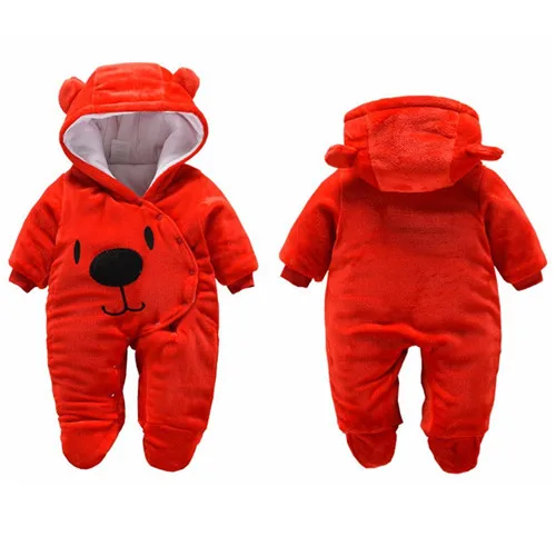red bear Одежда для маленьких девочек зимняя толстовка с капюшоном для новорожденных, детские комбинезоны из полиэстера, комбинезон для маленьких мальчиков, верхняя одежда для альпинизма, комбинезон для малышей от 3 месяцев до 12 месяцев - Цвет: red bear