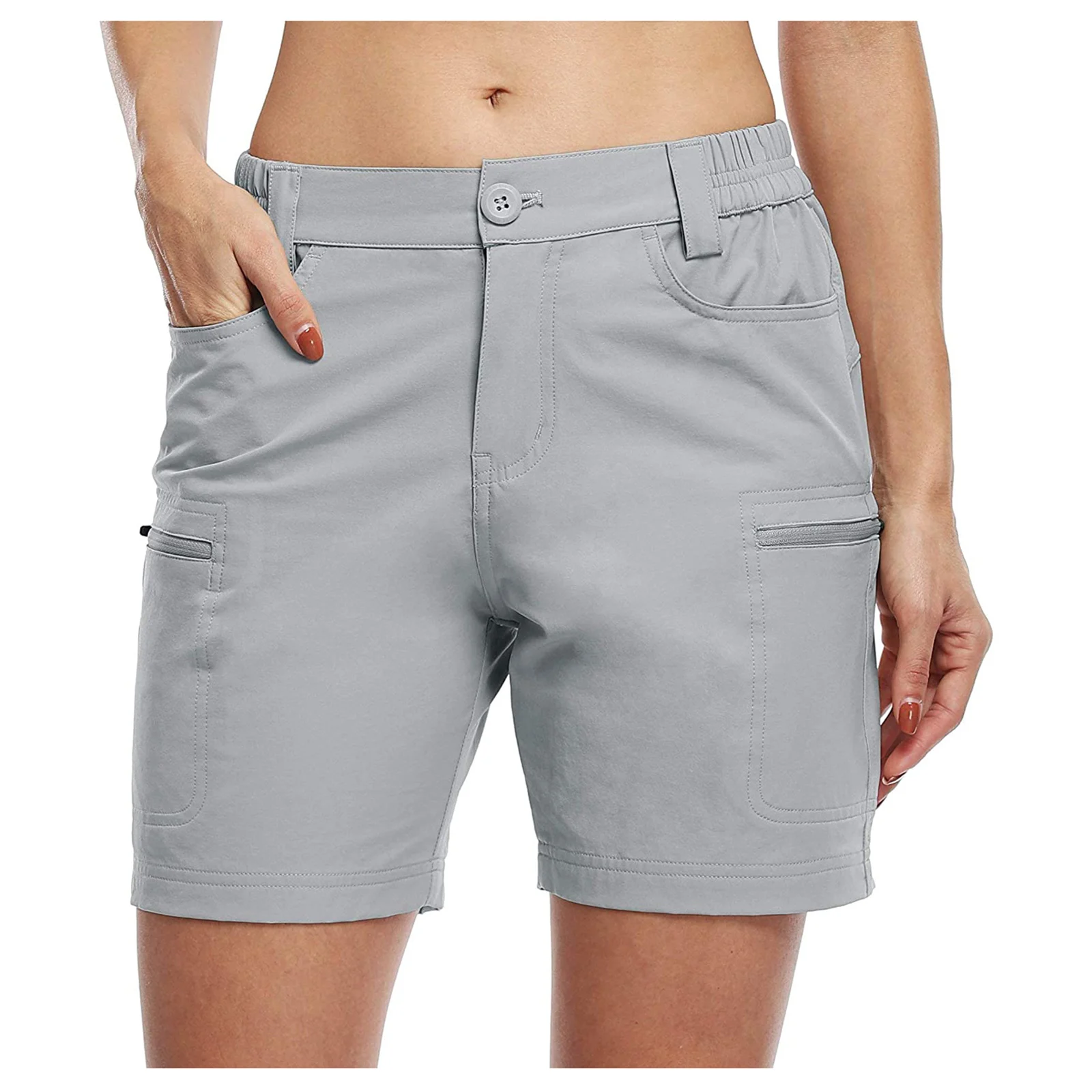 gymshark shorts Women Summer Casual Shorts Solid Color High Waist Elastic Cargo Short Pants Pockets Girl Streetwear burberry shorts Shorts