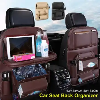 

Pu Leather Pad Bag Car Seat Back Organizer Foldable Table Tray Travel Storage Bag Foldable Dining Table Car Seat Storage Bag
