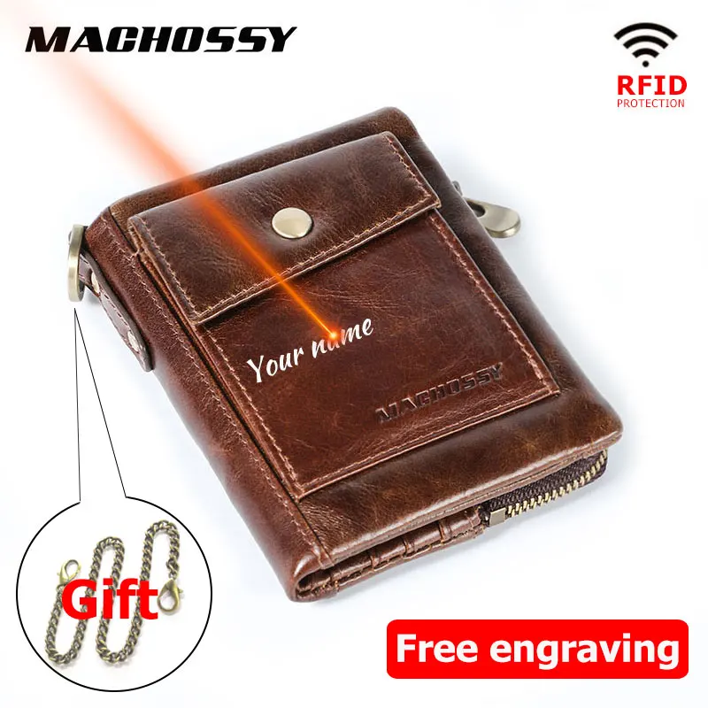 

New RFID Protection Genuine Leather Wallet Men Coin Purse Small Short Wallet Card Holder Male Wallet Coin Pocket Free Engraving