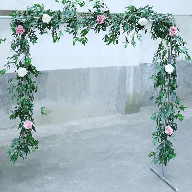 5.6 Feet Willow Leaves Garland, Artificial Greenery Wedding Vines Faux Flower Wreath Wedding Backdrop, Greenery Table Runner, Ar