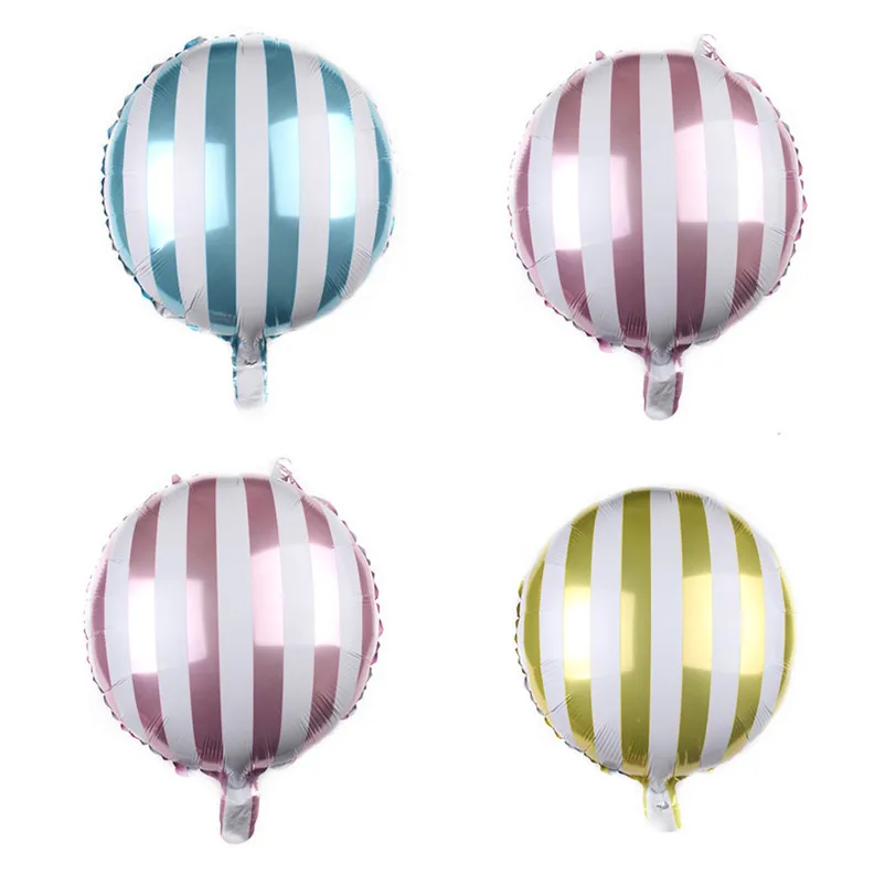 1PC 18-inch stripe pattern round candy balloon foil birthday party decoration adult globos | Дом и сад
