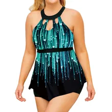 Танкини размера плюс, женский купальник,, пуш-ап, купальник, женское платье, большой размер, купальные костюмы, юбка, пляжный Монокини, 5XL