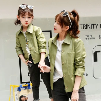 

Leather Jacket For Girls Mommy and Daughter Matching Clothes Teenagers Children's Leather Jacket Family Match Outfits TZ511